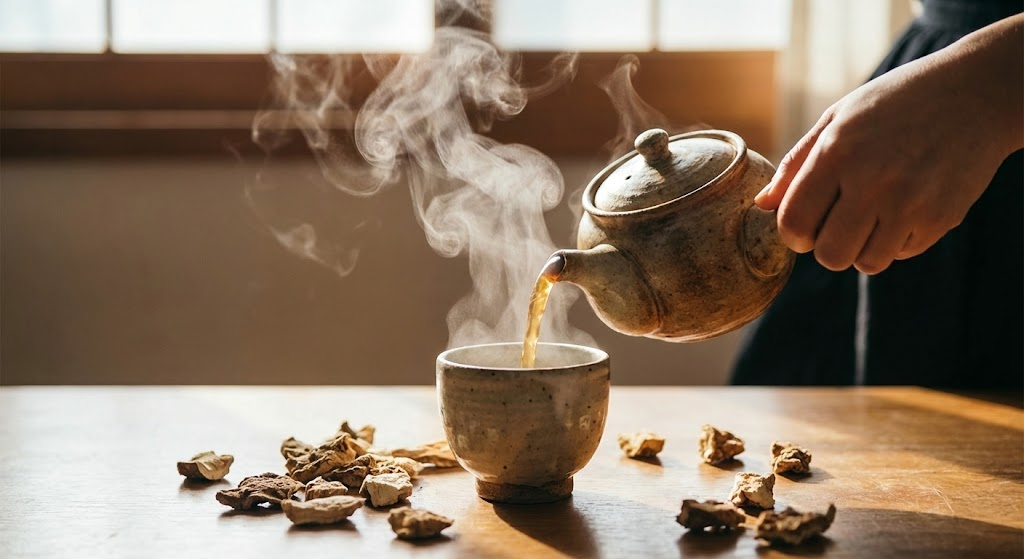 집에서 끓여 마시는 따뜻한 칡차 갈근차